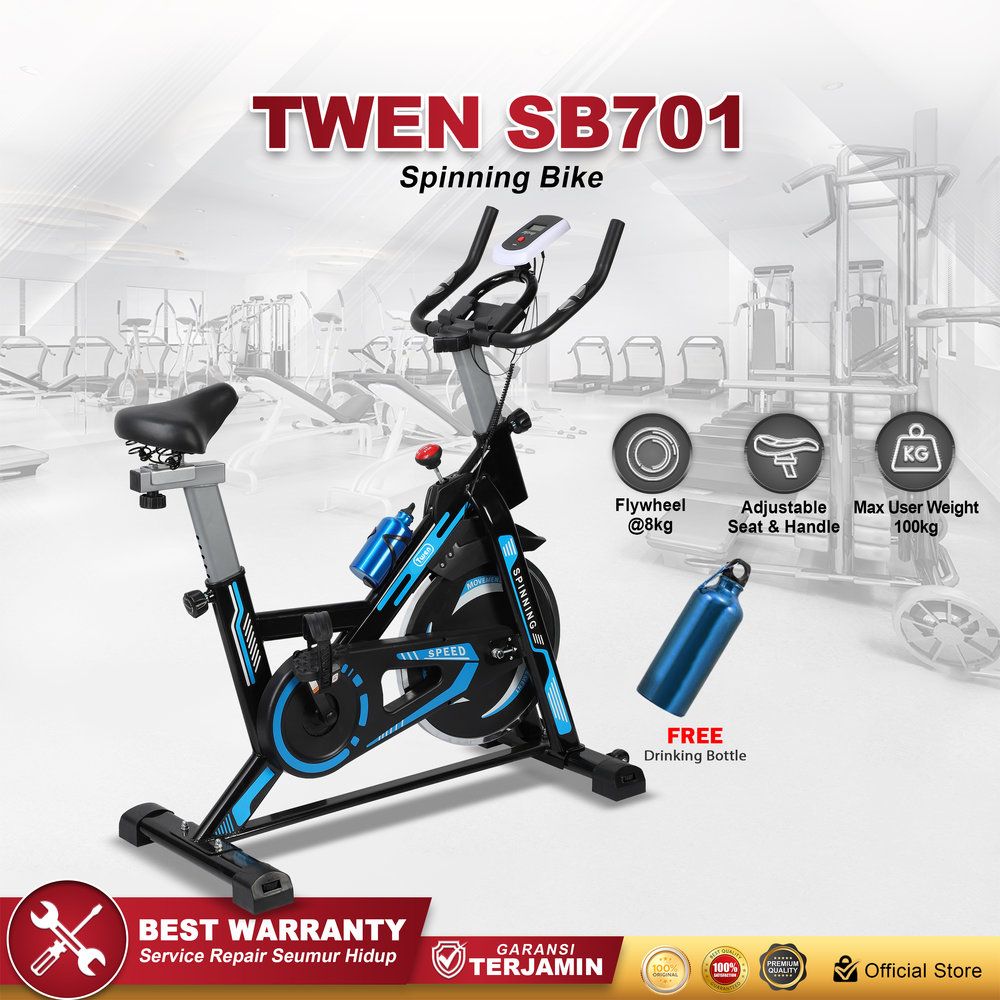 Twen SB701 Blue Spinning Bike Sepeda Kardio Sepeda Statis Sepeda Fitness Alat Olahraga