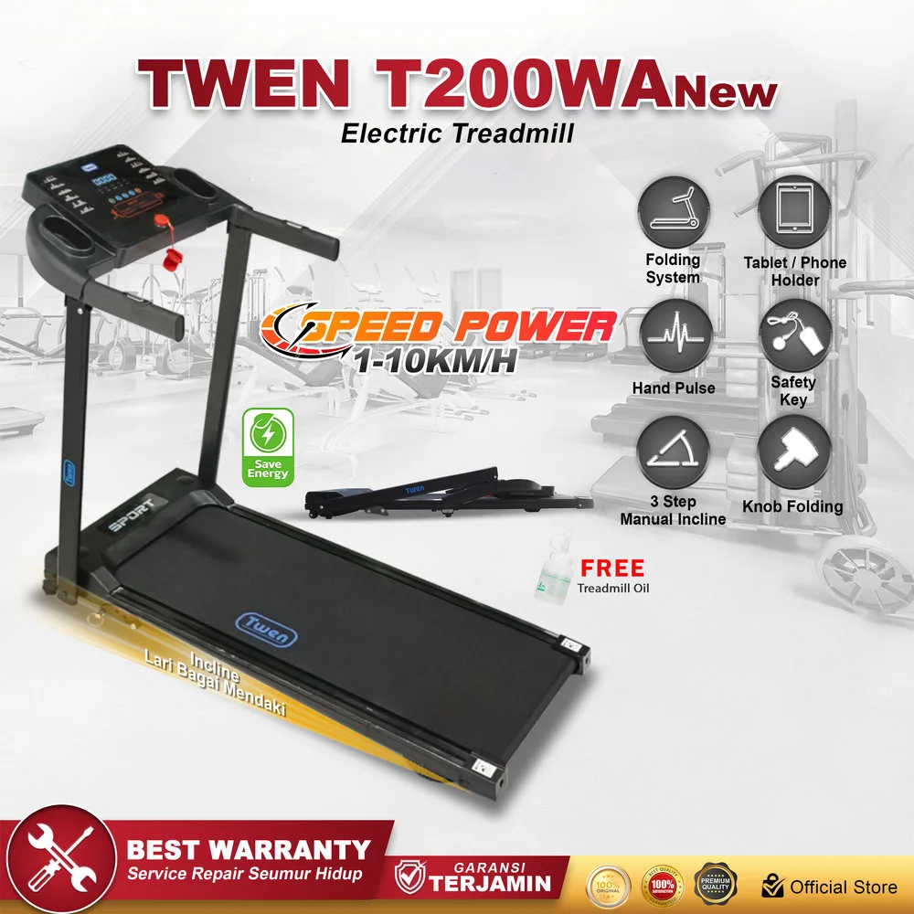 TWEN T200WANew Treadmil Listrik Treadmill Portable Multifungsi