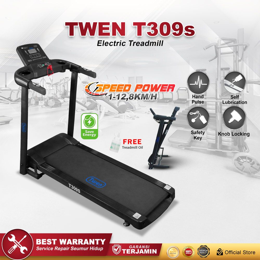 TWEN T309s Treadmill Listrik Treadmill Portable Treadmill Multifungsi Treadmil Lipat Alat Olahraga