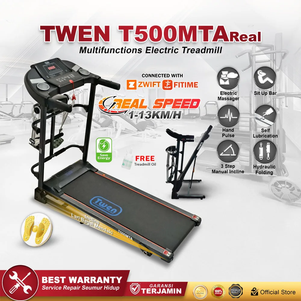 TWEN T500MTA Real Treadmill Listrik Multifungsi Portable