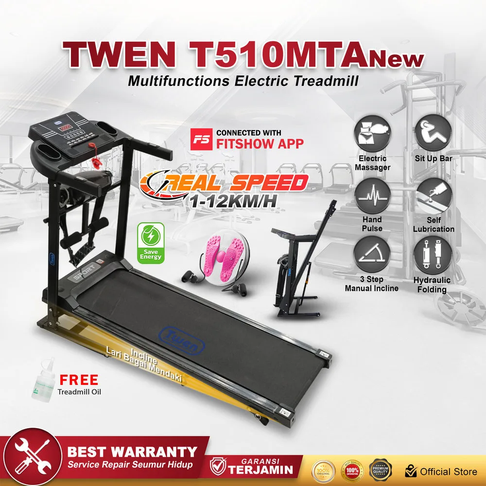 TWEN T510MTANew Treadmill Listrik Multifungsi Portable Treadmil