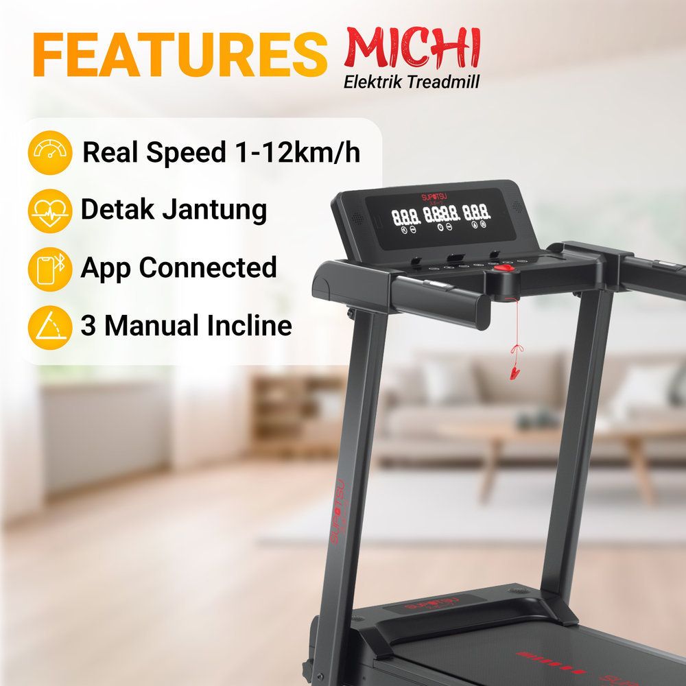 SUPOTSU Michi Silver Multi Treadmill Listrik Portable Gambar produk 2