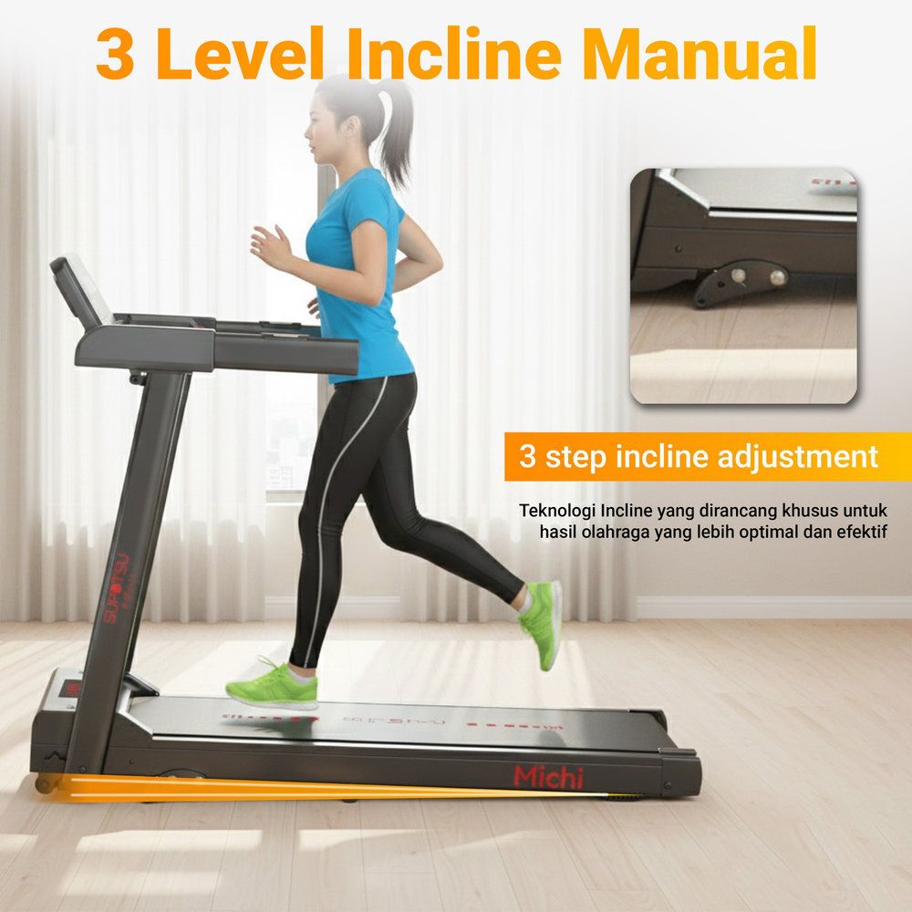 SUPOTSU Michi Gold Treadmill Listrik Portable Multifungsi Gambar produk 6