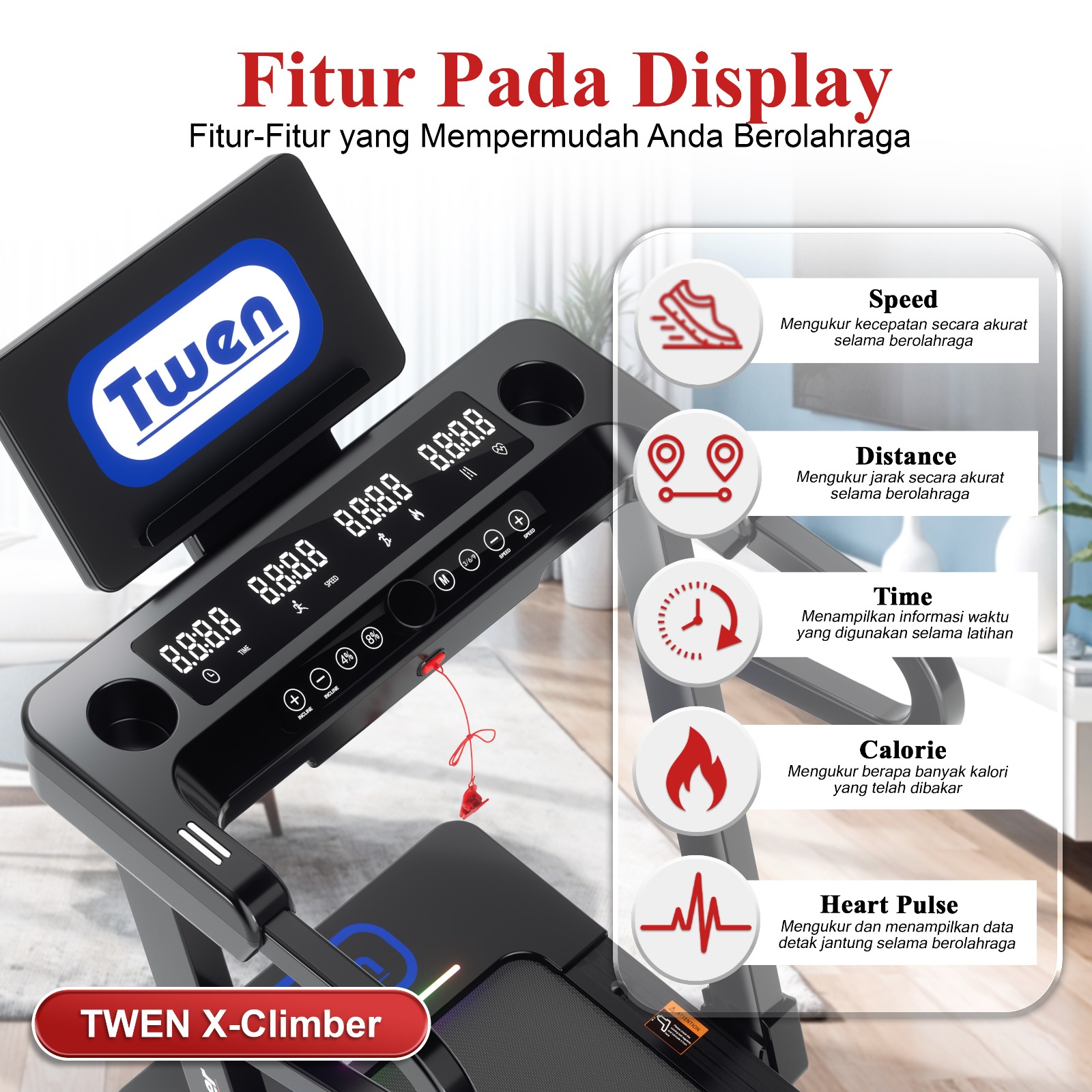 TWEN X-Climber Treadmill Listrik Multifungsi Gambar produk 9