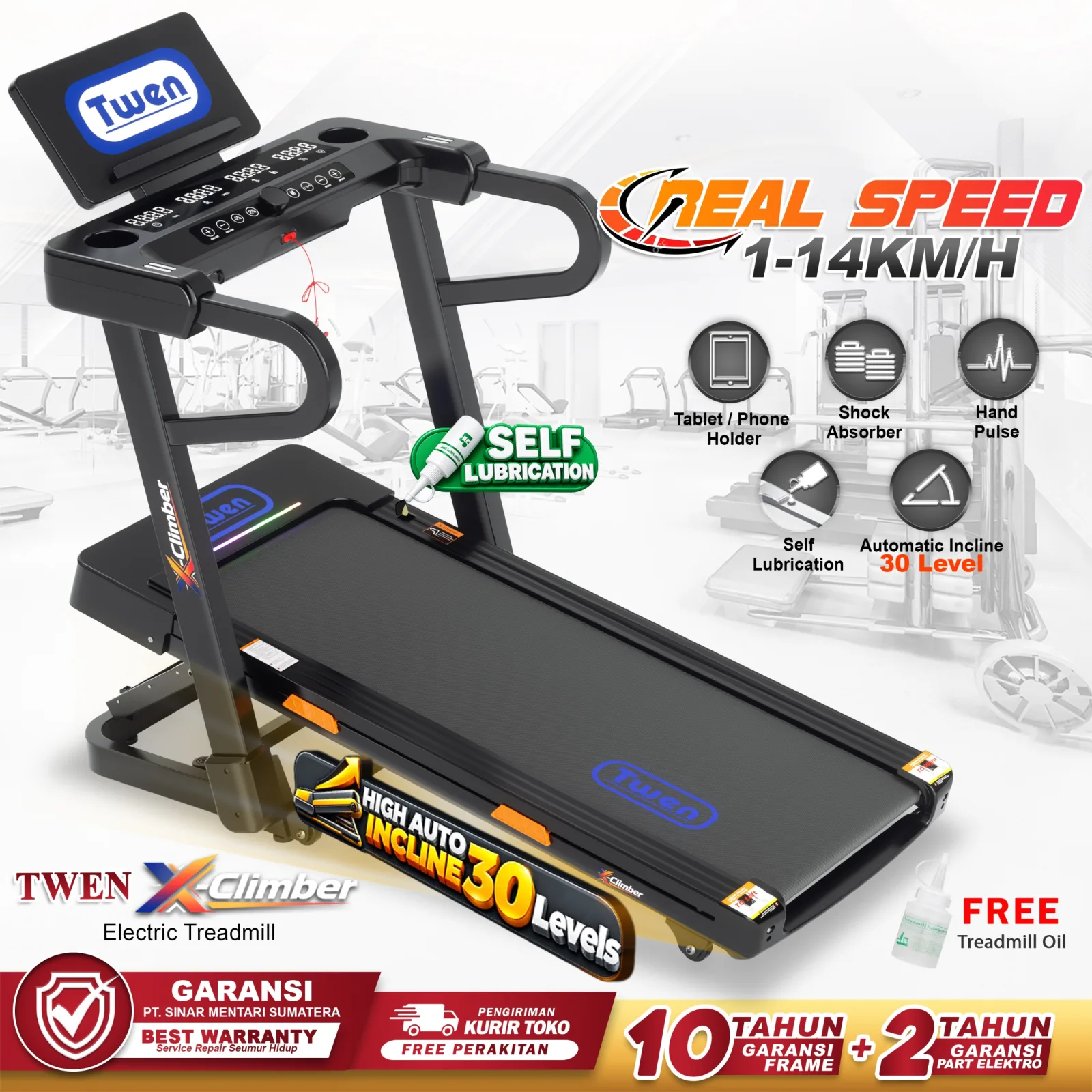 TWEN X-Climber Treadmill Listrik Multifungsi